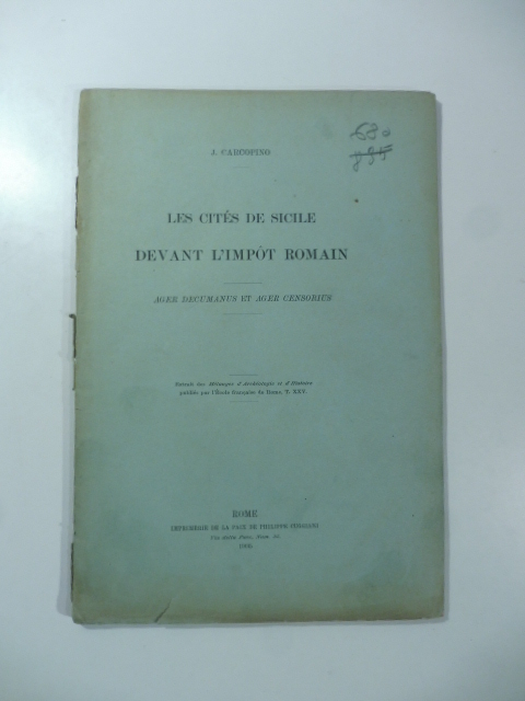Les cities de Sicile devant l'import Romain. Ager decumanus et ager censorius